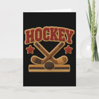 Hockey Crossed Sticks Retro Puck Players Coaches Card