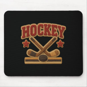 Hockey Crossed Sticks Retro Puck Players Coaches Mouse Pad