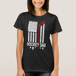 Hockey Dad Daddy Pucking American Flag Father Day  T-Shirt