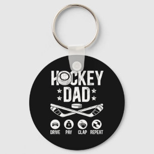 Hockey Dad Drive Pay Clap Ice Hockey Player Father Key Ring
