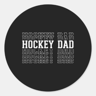 Hockey Dad Funny Layered Text Father Coach Player  Classic Round Sticker