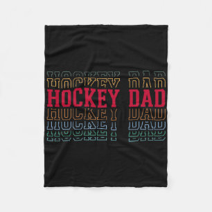 Hockey Dad Funny Layered Text Father Coach Player Fleece Blanket