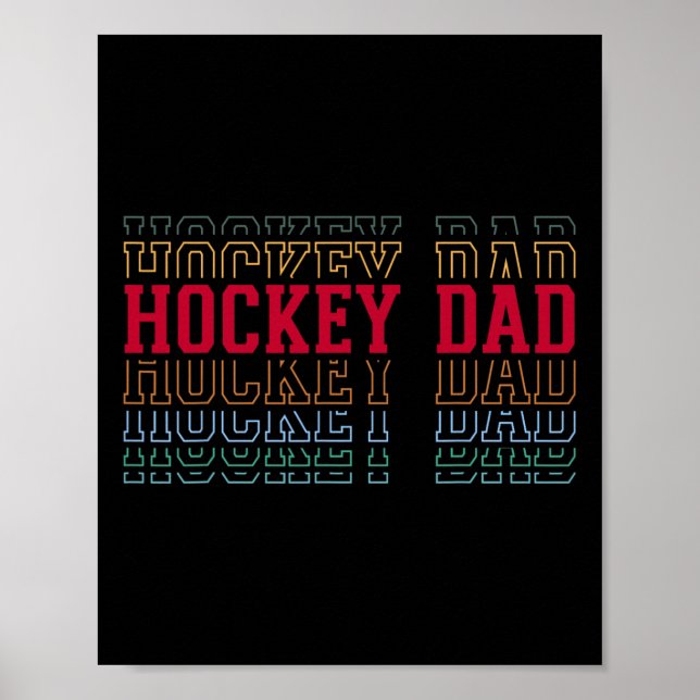 Hockey Dad Funny Layered Text Father Coach Player  Poster (Front)