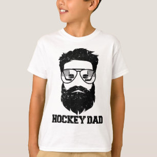Hockey Dad Funny Messy Hair Beard Hockey Dad  T-Shirt