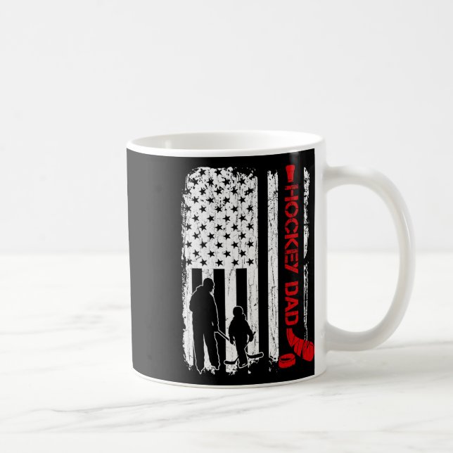 Hockey Dad Gift Hockey American Flag For Women Men Coffee Mug (Right)