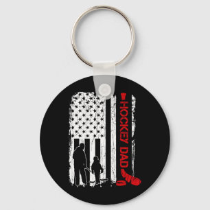 Hockey Dad Gift Hockey American Flag For Women Men Key Ring
