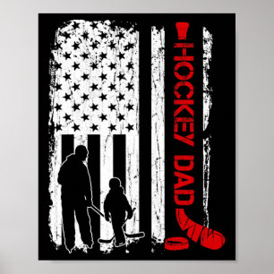 Hockey Dad Gift Hockey American Flag Poster