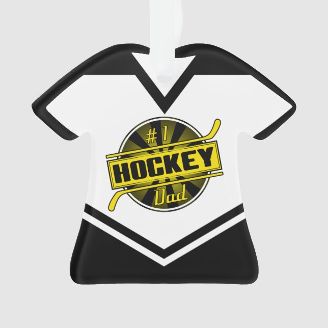 Hockey Dad Name & Number Jersey Ornament (Front)