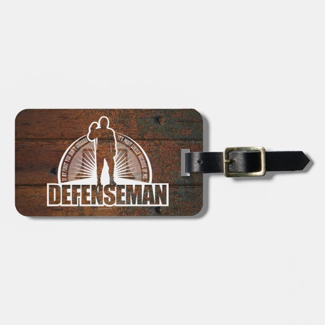 Hockey Defenseman Luggage Tag (Front Horizontal)