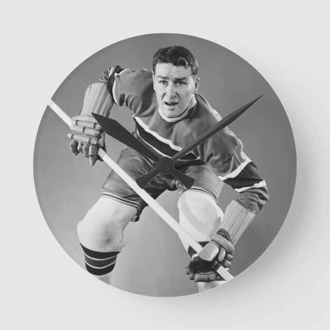 Hockey Defenseman Round Clock (Front)