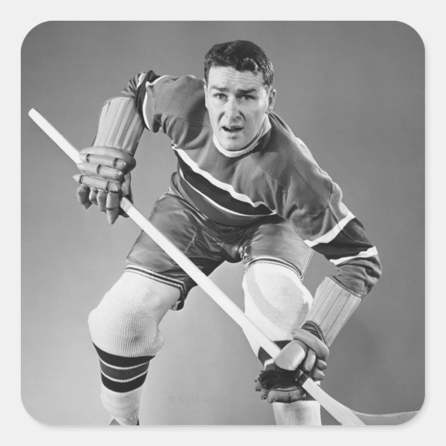 Hockey Defenseman Square Sticker (Front)