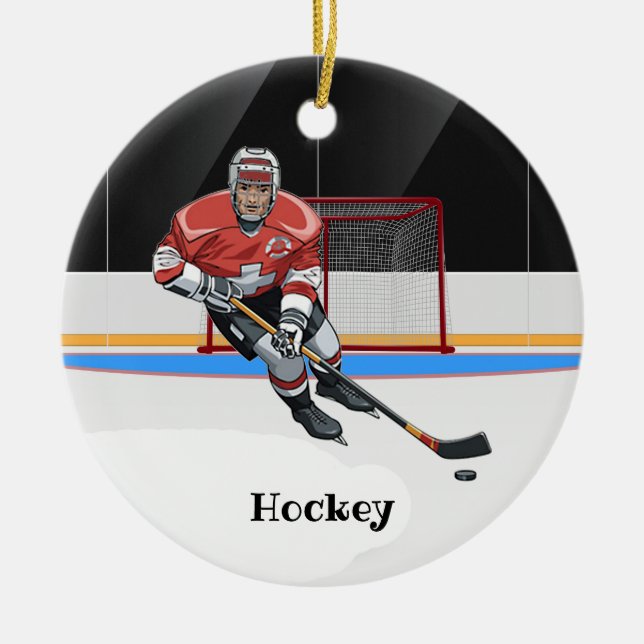 Hockey Design Ceramic Ornament (Front)