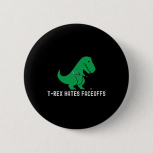 Hockey Dinosaur T-rex Funny Hates Faceoffs Love  6 Cm Round Badge