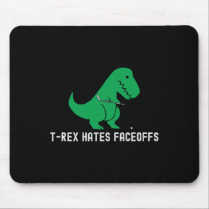 Hockey Dinosaur T-rex Funny Hates Faceoffs Love Mouse Pad