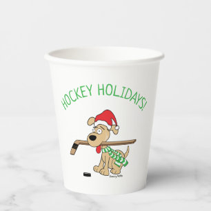 Hockey Dog Christmas Paper Cups