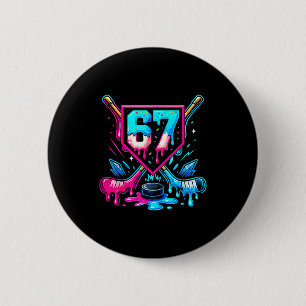 Hockey Drip 6 7 Number 67 Six Seven Meme Men Boys  6 Cm Round Badge