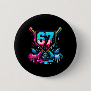 Hockey Drip 6 7 Number 67 Six Seven Meme Men Boys  Cm Round Badge