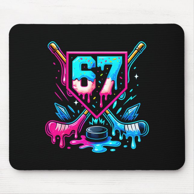 Hockey Drip 6 7 Number 67 Six Seven Meme Men Boys  Mouse Pad (Front)