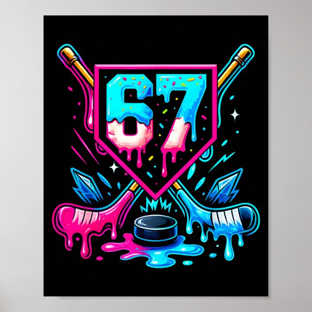 Hockey Drip 6 7 Number 67 Six Seven Meme Men Boys  Poster (Front)