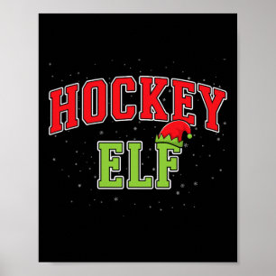 Hockey Elf Christmas Family Matching Group Xmas Poster