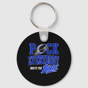 Hockey Enforcer Blue Vintage Key Ring