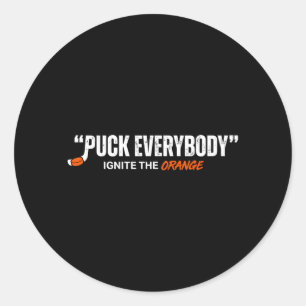 Hockey Enforcer Orange 2 Classic Round Sticker