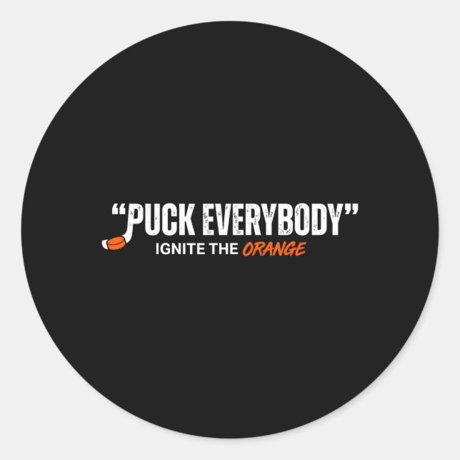 Hockey Enforcer Orange 2 Classic Round Sticker (Front)