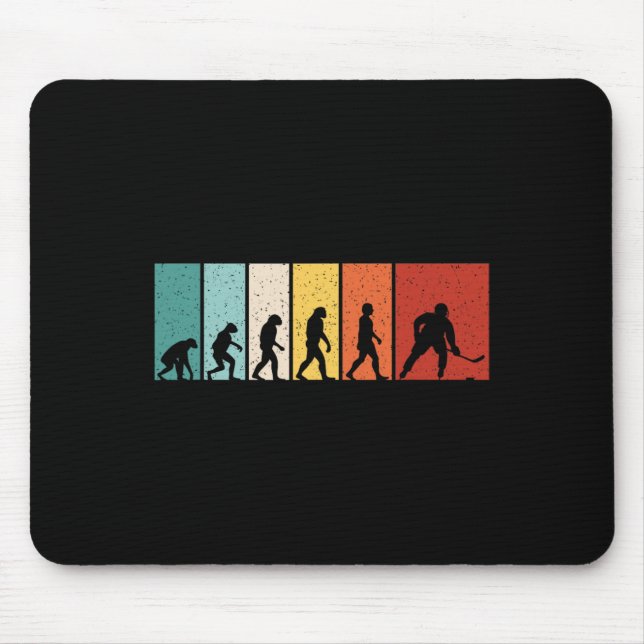 Hockey Evolution Retro Ice Hockey Player Men Boys  Mouse Pad (Front)