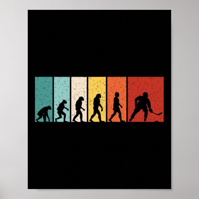 Hockey Evolution Retro Ice Hockey Player Men Boys  Poster (Front)