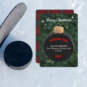 Hockey Fan Personalised Ornament Christmas Card