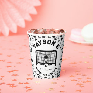 Hockey First Year Down 1st Birthday Paper Cups