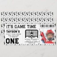 Hockey First Year Down 1st Birthday Ticket