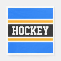 HOCKEY Fun Bold Bright Blue Black Yellow Stripes