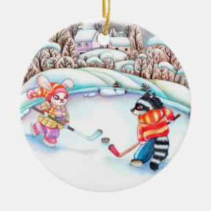 Hockey Fun Ceramic Tree Decoration
