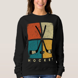 Hockey Funny Hockey Frisbee Lover Retro Vintage 70 Sweatshirt