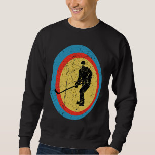Hockey Funny Hockey Frisbee Lover Retro Vintage 70 Sweatshirt
