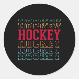 Hockey Funny Layered Text Team Player Coach Youth  Classic Round Sticker