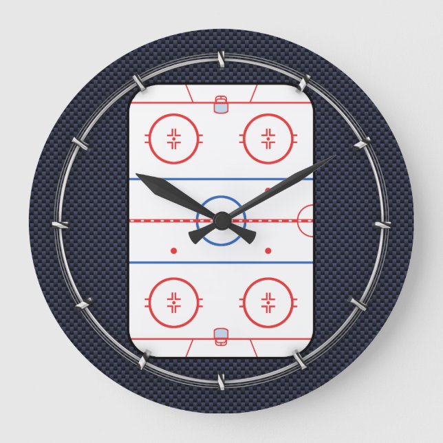 Hockey Game Companion Carbon Fibre Style Large Clock (Front)