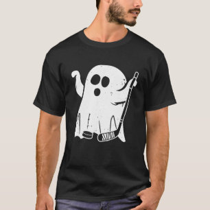 Hockey Ghost Trick Or Treat Funny Halloween Hockey T-Shirt