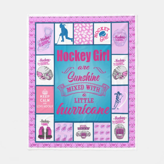 Hockey Girl Are Sunshine Fleece Blanket (Front)