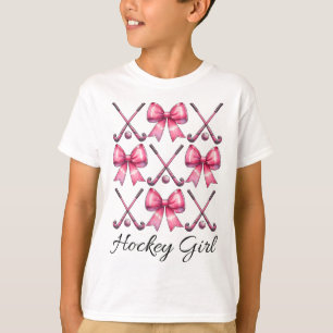 Hockey Girl Field Hockey Girl Coquette Bow T-Shirt