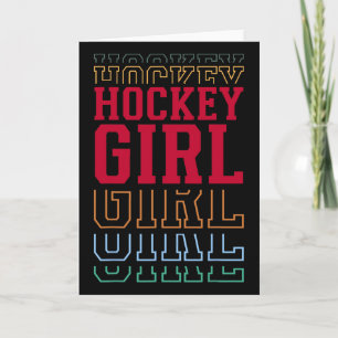 Hockey Girl Funny Layered Text Daughter Youth Kids Card