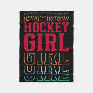 Hockey Girl Funny Layered Text Daughter Youth Kids Fleece Blanket