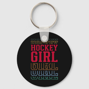 Hockey Girl Funny Layered Text Daughter Youth Kids Key Ring