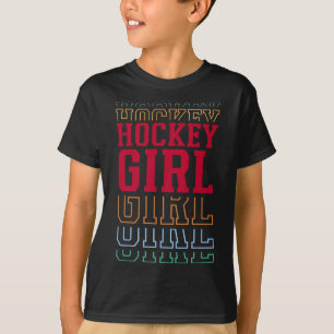 Hockey Girl Funny Layered Text Daughter Youth Kids T-Shirt