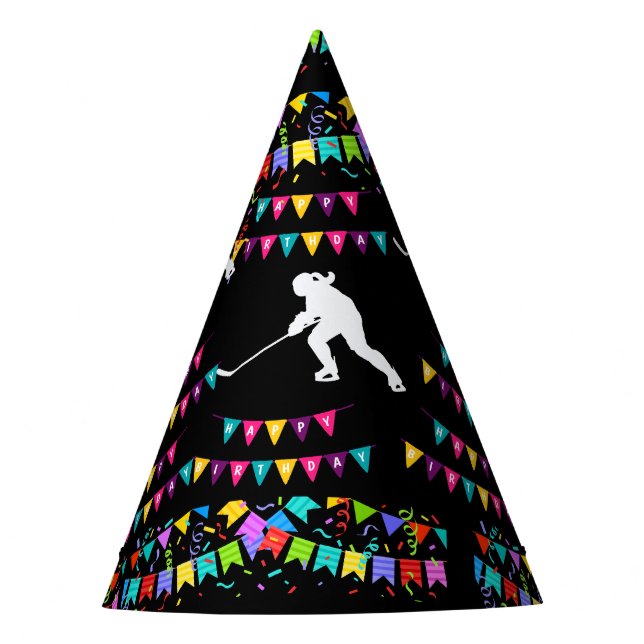 Hockey Girl Player Birthday Party Hat (Front)