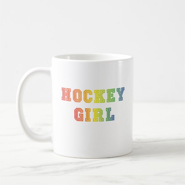 Hockey Girl Rainbow Coffee Mug (Left)