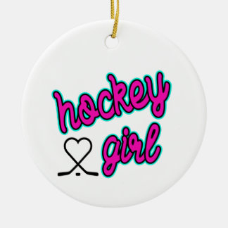 Hockey Girl Script Heart Ceramic Tree Decoration