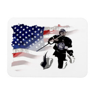 Hockey Goalie and US Flag Magnet
