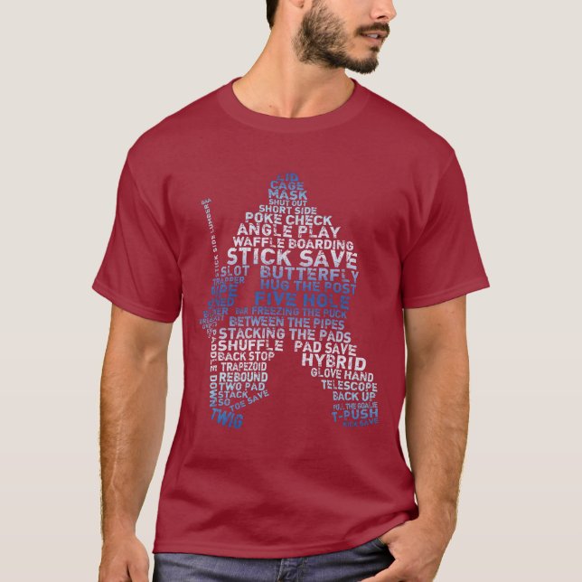 Hockey Goalie Calligram T-Shirt (Front)